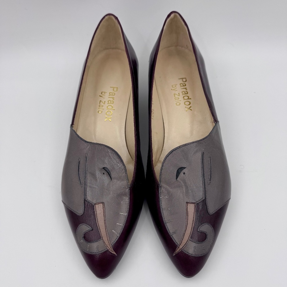 VTG RARE Women's Paradox by Zalo Vintage Elephant Applique Leather Slippers | 8M